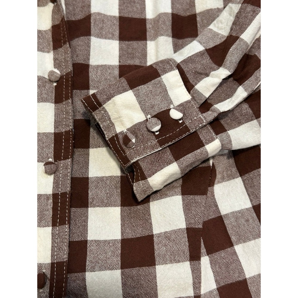 Pomander Place Tuckernuck Brown Gingham Peplum Button Down Shirt S 100% Cotton - Picture 8 of 11